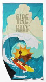 Surfer Dog Standard Red Poodle Premium Beach Towel Oversized Towel Beach Blanket, Pool, Beach Essentials, Yoga, Premium Bath Towel, Quick Dry Plush