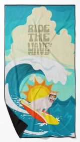 NEW Surfer Dog White Pit Bull Terrier Premium Beach Towel Oversized Towel Beach Blanket, Pool, Beach Essentials, Yoga, Premium Bath Towel