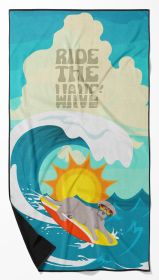 Surfer Dog Grey Labrador Retriever Premium Beach Towel Oversized Towel Beach Blanket, Pool, Beach Essentials, Yoga, Premium Bath Towel