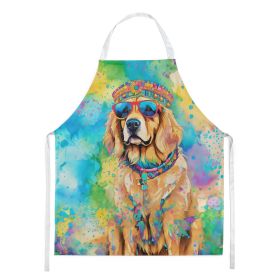 Golden Retriever Hippie Dawg Apron Cooking Kitchen Server Baking Crafts Gardening for Adult Women Men, Unisex, Large, Multicolor