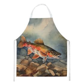 Brook Trout Apron Cooking Kitchen Server Baking Crafts Gardening for Adult Women Men, Unisex, Large, Multicolor