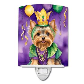 NEW Yorkshire Terrier King of Mardi Gras Ceramic Night Light Compact, UL-Certified, Ideal for Bedroom, Bathroom, Nursery, Hallway, Kitchen, 6x4x3