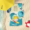 NEW Surfer Dog White Pit Bull Terrier Premium Beach Towel Oversized Towel Beach Blanket, Pool, Beach Essentials, Yoga, Premium Bath Towel