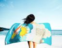 Surfer Dog White Pomeranian Premium Beach Towel Oversized Towel Beach Blanket, Pool, Beach Essentials, Yoga, Premium Bath Towel, Quick Dry Plush