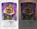 NEW Pomeranian King of Mardi Gras Ceramic Night Light Compact, UL-Certified, Ideal for Bedroom, Bathroom, Nursery, Hallway, Kitchen, 6x4x3, Multicolor