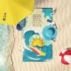 Surfer Dog White Pomeranian Premium Beach Towel Oversized Towel Beach Blanket, Pool, Beach Essentials, Yoga, Premium Bath Towel, Quick Dry Plush