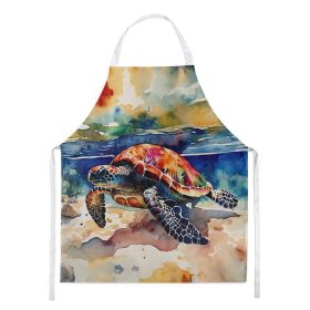 Loggerhead Sea Turtle Apron Cooking Kitchen Server Baking Crafts Gardening for Adult Women Men, Unisex, Large, Multicolor (Default: Default)